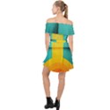 Colorful Rainbow Pattern Digital Art Abstract Minimalist Minimalism Off Shoulder Chiffon Dress View2