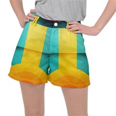 Colorful Rainbow Pattern Digital Art Abstract Minimalist Minimalism Women s Ripstop Shorts by Bedest