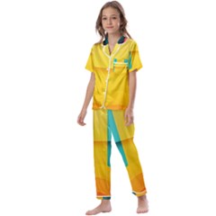 Colorful Rainbow Pattern Digital Art Abstract Minimalist Minimalism Kids  Satin Short Sleeve Pajamas Set by Bedest