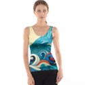 Waves Ocean Sea Abstract Whimsical Abstract Art Pattern Abstract Pattern Water Nature Moon Full Moon Women s Basic Tank Top View1