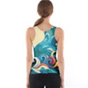 Waves Ocean Sea Abstract Whimsical Abstract Art Pattern Abstract Pattern Water Nature Moon Full Moon Women s Basic Tank Top View2