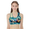 Waves Ocean Sea Abstract Whimsical Abstract Art Pattern Abstract Pattern Water Nature Moon Full Moon Sports Bra with Border View1