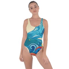 Waves Ocean Sea Abstract Whimsical Abstract Art Pattern Abstract Pattern Water Nature Moon Full Moon Bring Sexy Back Swimsuit