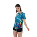 Waves Ocean Sea Abstract Whimsical Abstract Art Pattern Abstract Pattern Water Nature Moon Full Moon Asymmetrical Short Sleeve Sports T-Shirt View2