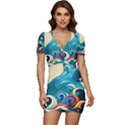 Waves Ocean Sea Abstract Whimsical Abstract Art Pattern Abstract Pattern Water Nature Moon Full Moon Low Cut Cap Sleeve Mini Dress View1