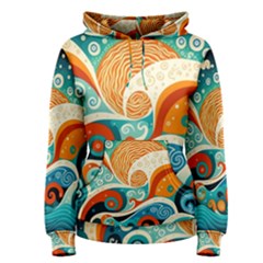 Waves Ocean Sea Abstract Whimsical Abstract Art Pattern Abstract Pattern Nature Water Seascape Women s Pullover Hoodie by Bedest