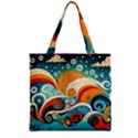 Waves Ocean Sea Abstract Whimsical Abstract Art Pattern Abstract Pattern Nature Water Seascape Zipper Grocery Tote Bag View2