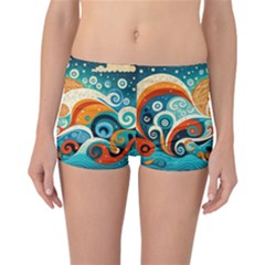 Waves Ocean Sea Abstract Whimsical Abstract Art Pattern Abstract Pattern Nature Water Seascape Reversible Boyleg Bikini Bottoms by Bedest