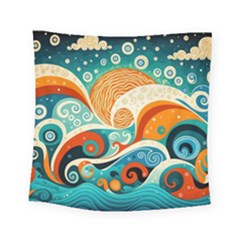 Waves Ocean Sea Abstract Whimsical Abstract Art Pattern Abstract Pattern Nature Water Seascape Square Tapestry (small)