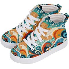 Waves Ocean Sea Abstract Whimsical Abstract Art Pattern Abstract Pattern Nature Water Seascape Kids  Hi-top Skate Sneakers by Bedest