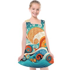 Waves Ocean Sea Abstract Whimsical Abstract Art Pattern Abstract Pattern Nature Water Seascape Kids  Cross Back Dress by Bedest