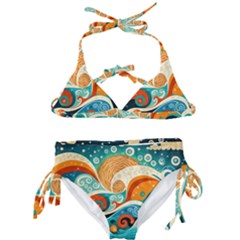 Waves Ocean Sea Abstract Whimsical Abstract Art Pattern Abstract Pattern Nature Water Seascape Kids  Classic Bikini Set by Bedest