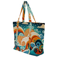 Waves Ocean Sea Abstract Whimsical Abstract Art Pattern Abstract Pattern Nature Water Seascape Zip Up Canvas Bag by Bedest