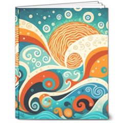 Waves Ocean Sea Abstract Whimsical Abstract Art Pattern Abstract Pattern Nature Water Seascape 8  X 10  Hardcover Notebook by Bedest