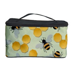 Bees Pattern Honey Bee Bug Honeycomb Honey Beehive Cosmetic Storage Case by Bedest