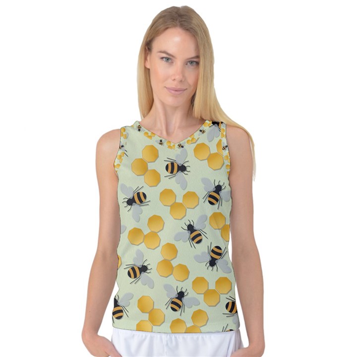 Bees Pattern Honey Bee Bug Honeycomb Honey Beehive Women s Basketball Tank Top