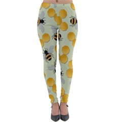 Bees Pattern Honey Bee Bug Honeycomb Honey Beehive Lightweight Velour Leggings by Bedest