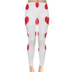 Heart Red Love Valentines Day Everyday Leggings  by Bajindul