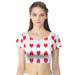 Heart Red Love Valentines Day Short Sleeve Crop Top by Bajindul