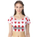 Heart Red Love Valentines Day Short Sleeve Crop Top View1