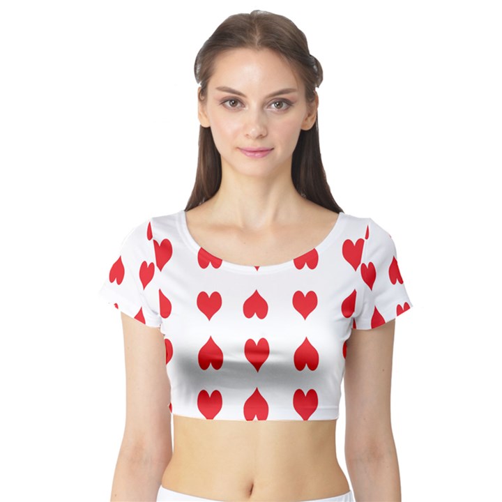 Heart Red Love Valentines Day Short Sleeve Crop Top