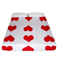 Heart Red Love Valentines Day Fitted Sheet (queen Size) by Bajindul