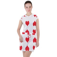 Heart Red Love Valentines Day Drawstring Hooded Dress by Bajindul