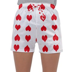 Heart Red Love Valentines Day Sleepwear Shorts by Bajindul