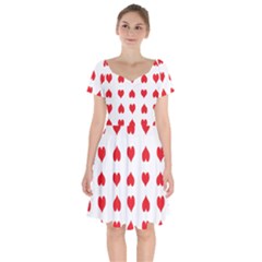 Heart Red Love Valentines Day Short Sleeve Bardot Dress by Bajindul