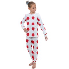 Heart Red Love Valentines Day Kids  Long Sleeve Set  by Bajindul