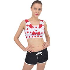 Heart Red Love Valentines Day V-back Sports Bra by Bajindul