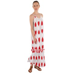 Heart Red Love Valentines Day Cami Maxi Ruffle Chiffon Dress by Bajindul