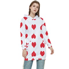 Heart Red Love Valentines Day Women s Long Oversized Pullover Hoodie