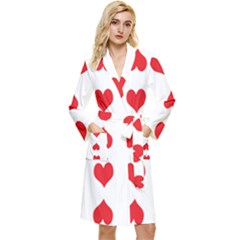 Heart Red Love Valentines Day Long Sleeve Velvet Robe by Bajindul