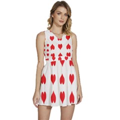 Heart Red Love Valentines Day Sleeveless High Waist Mini Dress by Bajindul