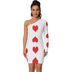 Heart Red Love Valentines Day Long Sleeve One Shoulder Mini Dress by Bajindul