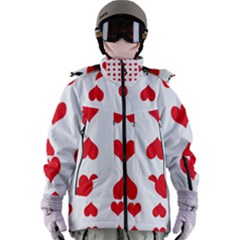 Heart Red Love Valentines Day Women s Zip Ski And Snowboard Waterproof Breathable Jacket by Bajindul