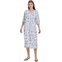 Music Notes Background Wallpaper Women s Cotton 3/4 Sleeve Nightgown by Bajindul