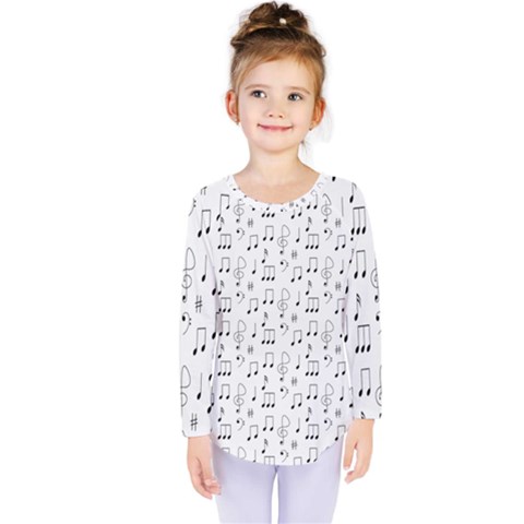 Music Notes Background Wallpaper Kids  Long Sleeve T-shirt by Bajindul