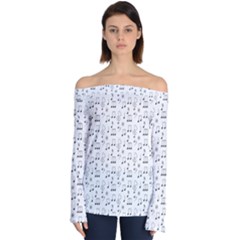 Music Notes Background Wallpaper Off Shoulder Long Sleeve Top by Bajindul