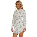 Music Notes Background Wallpaper Womens Long Sleeve Shirt Dress View2