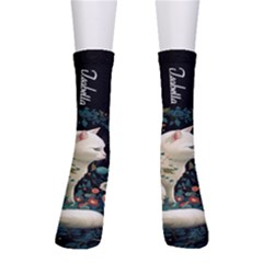 Personalized Cat Illustration Name Crew Socks