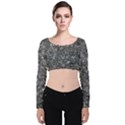 Black and white Abstract expressive print Velvet Long Sleeve Crop Top View1