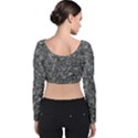 Black and white Abstract expressive print Velvet Long Sleeve Crop Top View2