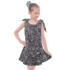 Black And White Abstract Expressive Print Kids  Tie Up Tunic Dress by dflcprintsclothing