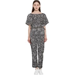 Black And White Abstract Expressive Print Batwing Lightweight Chiffon Jumpsuit by dflcprintsclothing