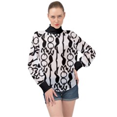 1330 Ericksays Tribal High Neck Long Sleeve Chiffon Top by tratney