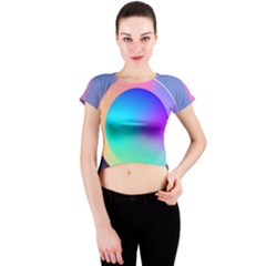 Circle Colorful Rainbow Spectrum Button Gradient Crew Neck Crop Top