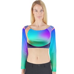 Circle Colorful Rainbow Spectrum Button Gradient Long Sleeve Crop Top