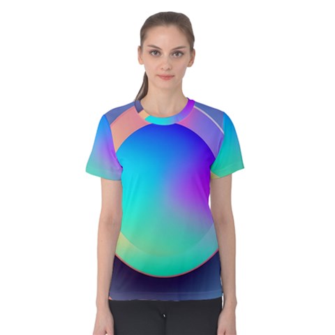 Circle Colorful Rainbow Spectrum Button Gradient Women s Cotton T-shirt by Maspions